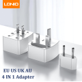 LDNIO Z4 Universal Travel Adapter EU US UK AU 4 In 1 International Multi Plug Adapter Wall Socket. 