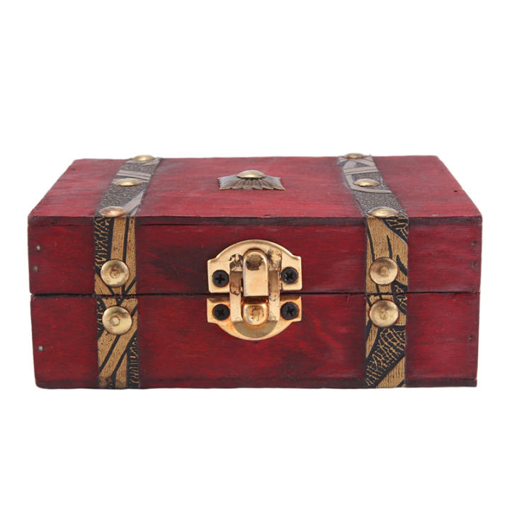 Vintage Wooden Treasure Chest Storage Box Lock Organizer Case | Daraz.lk