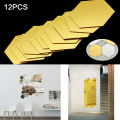 12Pcs Mirror Hexagon Removable Acrylic Wall Stickers Art DIY Home Decor Decals. 