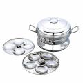 Stainless Steel Idli Maker/satti/Steamer/Boiler/Cooker/Panai (9 IDLY, 2 plates). 