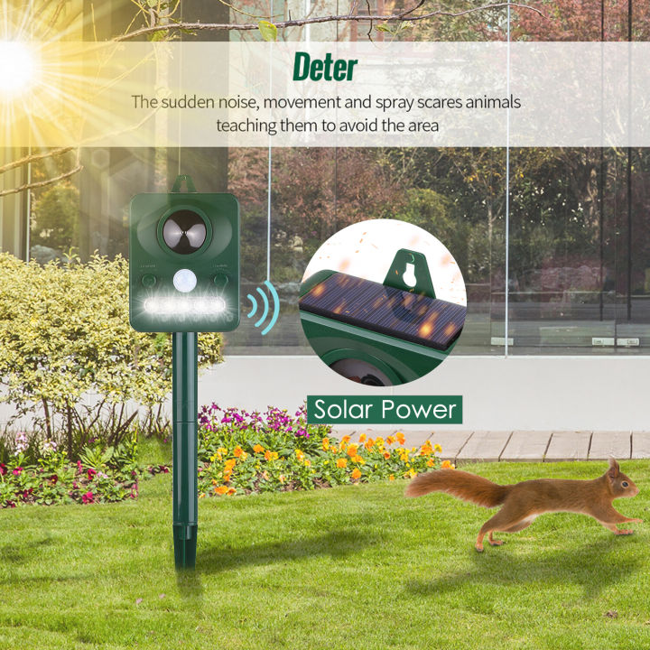 KOGEEK Solar Ultrasonic Pest Repeller Outdoor Animal Repeller with Ultrasonic Sound Motion Sensor and Flashing Light Keep Animals Away Repellent Squirrels Mouse Bird Cat Dog Bat