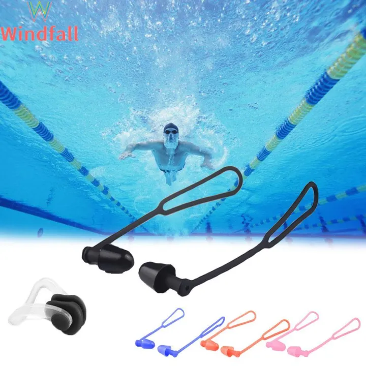 Windfall Swimming Earplugs Waterproof Nose Clip Prevent Water Noise Reduction Protection Ear Plug Soft Silicone Swim Dive Supplies #311859