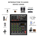 GAX-A4 Professional Portable Digital Dj Console with USB Mixer Border Live Singing 4 Channel Audio Mixer 1 Piece. 