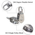 6 Pcs M15 Single Pulley Block Hanging Wire Towing Wheel Swivel Lifting Wire Rope Cable Pulley Roller. 