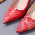 New Wedding Red Shoes Bridal Shoes Chunky Heel Pregnant Women Xiuhe Wedding Shoes High School Low Heel Wedding Shoes Lace-up Dress Shoes. 