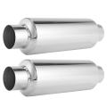 2PCS Car Exhaust Muffler 2.5 Inch Inlet Stainless Steel Universal Resonator 12 Inch Long Performance Muffler. 