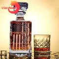 Glass Whiskey Decanter American Flag Pattern Whiskey Glass Decanter 450ml for Home Party Transparent Bottle Decanter with American Flag Design. 