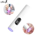 Monja White Mini Nail Dryer Portable UV Adhesive Gel Lamp Handheld USB Charging Nail Art UV LED Flashlight with LED Screen Display Quick Drying Nail Light DIY Manicure Tools. 