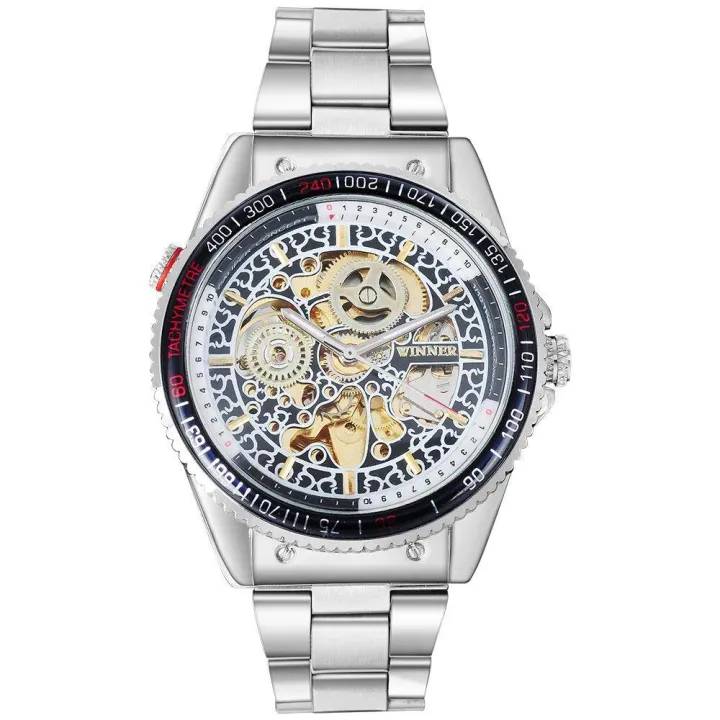 WINNER famous brand men mechanical watches fashion automatic skeleton man wristwatches stainless steel band relogio masculino