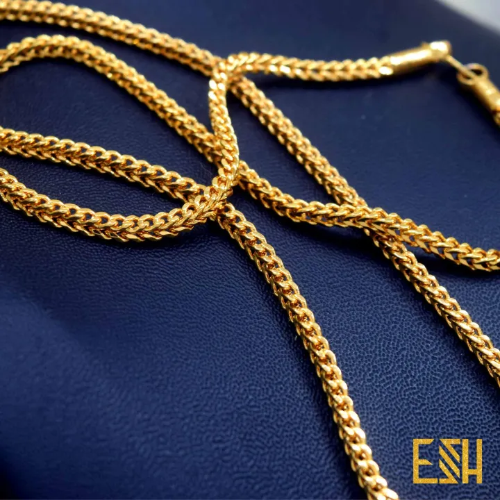 ESH%20New%20Elegant%20Gold%20Plated%2018/24%20Inch%203mm%20Singapore%20Square%20Fox%20Chain%20Necklace%20for%20Unisex%20-%20Image%203