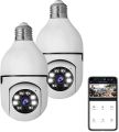 Light Bulb Camera, 360 Degree Panoramic IP Camera, Full HD 1080P Adjustable Vertical 90°Horizontal 360° Wi-Fi Surveillance Camera, with Night Vision, Alarm Function, Motion Detection, Two Way Talk WiFi Light Bulb Camera Wireless 1080P Smart Dome Security. 
