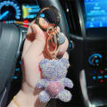 Large Ring Teddy Bear Keychain Decorative Metal Ring Cute Doll Pendant Ceramic Full Key Ring for Girls Accessories Small Gift. 
