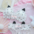 Japanese Lolita Student Bra Set Cute Heart Cat Ears Sweet Underwear Set Women Kawaii Bra Panties Set Wirefree Soft Intimates. 