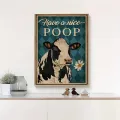 1pc Canvas Animal Abstract Painting Have A Nice Poop Cow Wall Art Poster Biting The Daisies Modular Funny Pictures Home Decor. 