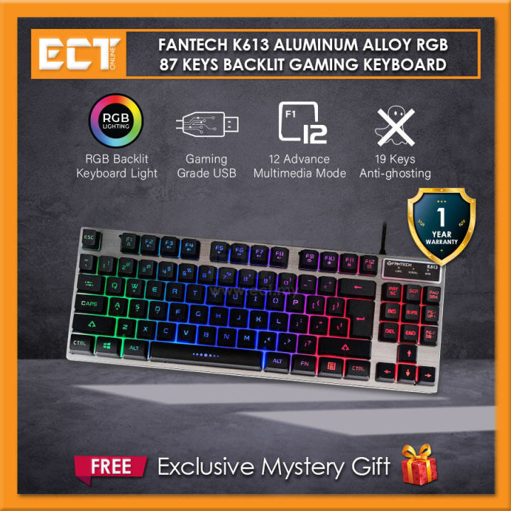 Fantech K613 Aluminum Alloy RGB 87 Keys Backlit Membrane Wired Gaming Keyboard