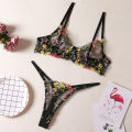 【Low price】TERMEZY Lingerie Set Floral Transparent Lace Bra Panties Brassiere Women Underwear G-String Temptation Panty Lady Briefs. 