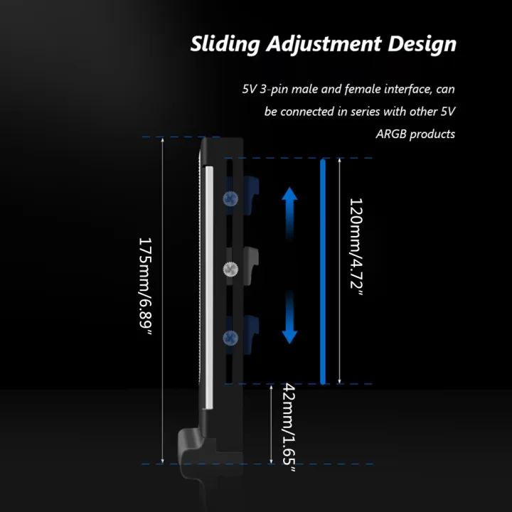 Coolmoon%20Led%20Gpu%20Holder%205v%203%20Pin%20Argb%20Led%20Vertical%20Graphics%20Bracket%20Addressable%20Rgb%20Support%20Frame%20W/%20Magnetic%20Base%20Dropship%20-%20Image%207