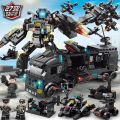 Compatible with LEGO bricks, military transformers, SWAT cars, assembled educational toys for kids birthday gifts. 