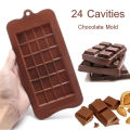 24-Grid Rectangle Chocolate Mold Bar Block Ice Silicone Cake Candy Baking Mould. 