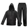 Premium Quality Black Raincoat with Reflective Strips Rainy Work Waterproof Rainwear Set Motorcycle Raincoat Fishing Rain Suit Cloak for Men And Women. 