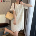 ZANZEA Women’s Mini Sundress, Vintage Lace Embroidered White Dress, Summer Holiday, Short Sleeve. 