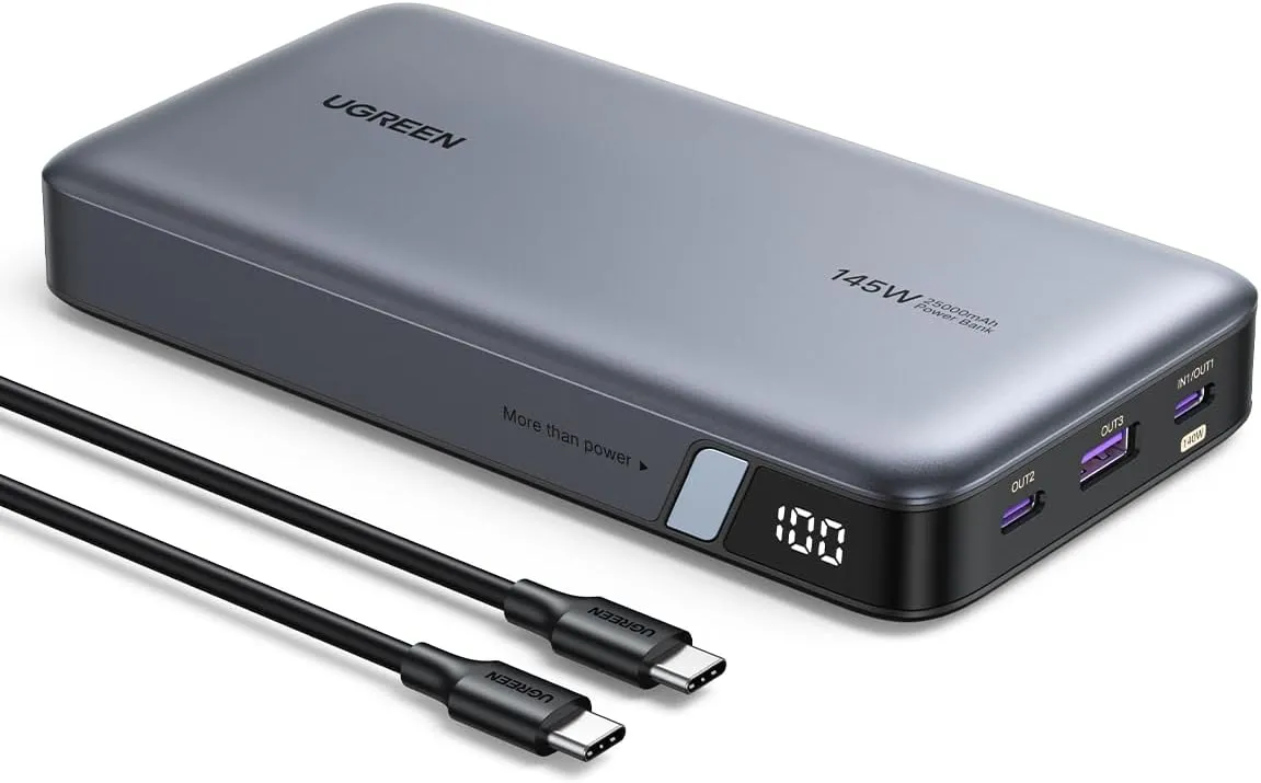 UGREEN Power Bank 25,000mAh 145W Laptop Portable Charger, Nexode 3-Port USB C PD Battery Pack, for MacBook Pro/Air, Dell XPS, iPhone 16/15/14, Galaxy S24, Steam Deck, iPad, and More 1