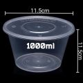 10pcs 1000ml Disposable Container Plastic Clear Cup With Lid For Storage Sauce, Jelly, Yogurt, Mousse Cups & Bowls. 