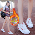 Women's White Shoes Height Increasing Insole New Women's Thin Shoes White Lace-up Korean Style Casual Fashion All-Matching Wedge Student. 