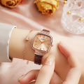 Fashion Elegant Women PU Leather Watches Creative Steel Dress Bracelet Wristwatches Ladies Square Quartz Clock Gift 1Pcs. 