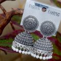 Silver Jummikki Earrings With White Pearl For Women Party Wedding Earing Fashion Female Engagement Jewelry Valentine's Day Gift. 