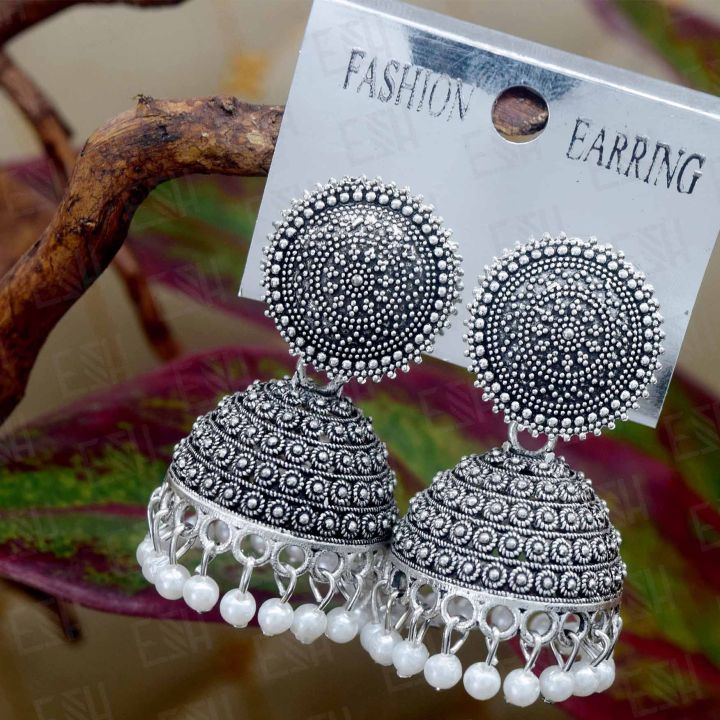 Silver%20Jummikki%20Earrings%20With%20White%20Pearl%20For%20Women%20Party%20Wedding%20Earing%20Fashion%20Female%20Engagement%20Jewelry%20Valentine's%20Day%20Gift%20-%20Image%202