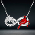Cute and Fashionable Red Bird Cardinal Angel Wings Infinity Symbol Pendant Necklace, A Perfect Gift for Your Lover and Friends. 