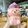 Bear Kawaii Water Bottle with Straw and Strap, Cute Water Bottles for Kids, Portable Leakproof BPA-free Drinking Cups for Girls Women Sports Camping Picnic Hiking Travel. 