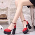 12cmHigh Heel Platform High Heels Super High Heel Chunky Heel Sandals Women European and American2023Spring New Toe Box Shoes Waterproof Platform. 