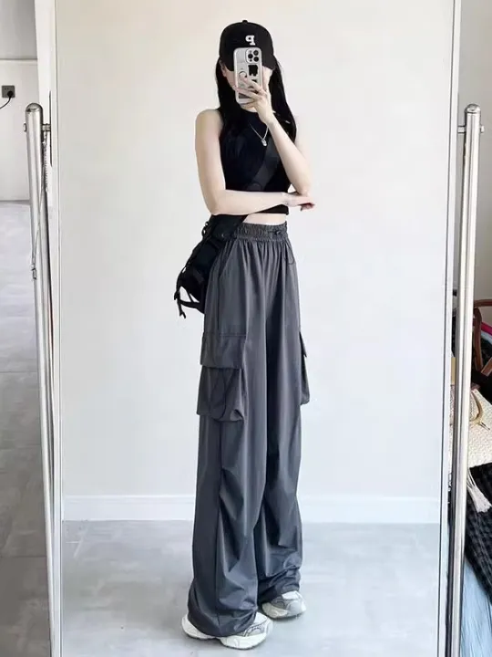 Gray%20Overalls%20Women's%20Summer%20Thin%20High%20Waist%20Loose%20Parachute%20Pants%20Casual%20Wide%20Leg%20Pants%20Quick-Drying%20American%20Sports%20Pants%20-%20Image%207