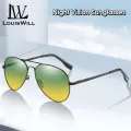 LouisWill Men Sunglasses Night Vision Sunglasses Classic Sunglasses Double Beam Frame UV400 Polarized Sunglasses Eyewear Ultra Light Elastic Leg Anti Glare Glasses Outdoor Sports Driving Sunglasses. 
