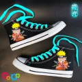 Spring Luminous Naruto High-Top Canvas Shoes Male Students Stylish Sneaker Boys Anime Boy Shoes Breathable. 