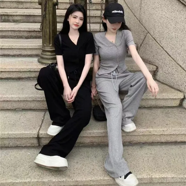 100%25%20Casual%20Fashion%20Set%20Women's%20Summer%20Design%20Slimming%20Irregular%20Short%20Sleeve%20Cardigan%20Top%20Wide%20Leg%20Pants%20Two-Piece%20Set%20-%20Image%206