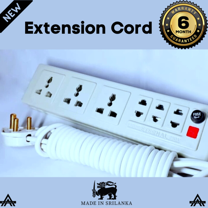 Multi Plug Power Extension Cord High Grade Multi Functional Power Cord Socket Round Pin Made in Sri Lanka | 6 Months Warranty | 2 M, 3 M, 5 M, 7 M, 10 M Long Cable