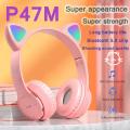 P47M Foldable Cute Cat Ear Headset LED Lights Glowing Headphones Earphone Universal. 