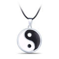 Vintage Stainless Steel Yin Ying Yang Pendant Necklace Black White Necklace Men PU Leather Necklaces Jewelry. 