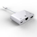 High Speed Adapter to RJ45 Ethernet LAN Wired Networrk for iPhone/iPad with Charging and USB 3 Camera reader port. 