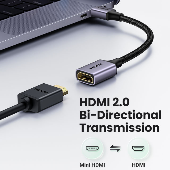 UGREEN%20Mini%20HDMI%20to%20HDMI%20Adapter%20Aluminum%20Shell%204K%2060Hz%20Mini%20HDMI%20to%20HDMI%20Female%20Cable%20HDR%203D%20for%20Raspberry%20Pi%20Zero%202%20W/W%20DSLR%20Camera%20Camcorder%20Graphics%20Card%20Laptop%20Projector%20Tablet%20-%20Image%202