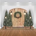 Christmas Wood Child Photography Winter Snowy Street Background Decor Baby Portrait Wreath Photostudio. 
