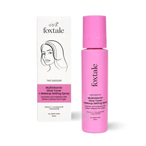 Foxtale Multivitamin Glow Toner & Makeup Setting Spray with Vitamin C & Niacinamide, Hydrating Toner for Glowing Skin, Alcohol-Free, For All Skin Types, 150 ml(FROM INDIA)