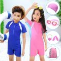Swimming Swimwear Children's Sun Protection One-Piece Swimsuit Quick-Drying T-shirt One-Piece Rounded Swimsuit Hot Spring Bathing Suit. 