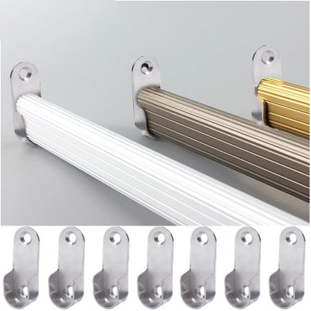 1/10Pcs Wardrobe Rail Hanger Rod Socket Support Tube Round End U-Shaped Bracket Wall Mount Open Flange Seat Home Tools