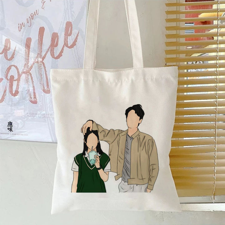 F4 THAILAND Canvas Tote Bag Girls Shopper Shoulder Bags Tuisyen Sekolah Tuition Bag - Bright Win Dew Nani Tontawan