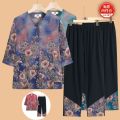 Old Women's Summer Grandma's Clothes Shirt 60 Years Old 70 Old Clothes Old Lady Shirt Middle-Aged Mom Suit. 