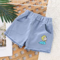 Yfashion Summer Girls Cotton Shorts Denim Princess Embroidered Breathable Shorts For 2-8 Years Old Kids. 